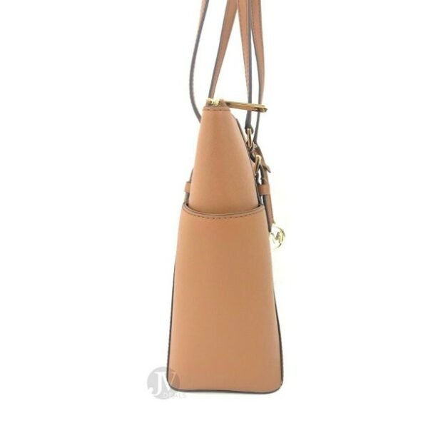 zoha  Kors Saffiano Leather Charlotte Ciara Large Top Zip Tote Bag, Tan - Image 2