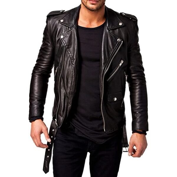 Zoha's Men Pure Genuine Leather Jacket Lambskin Winter Vintage Motorcycle Biker Black XS