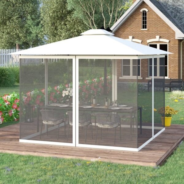 Outsunny 10' x 10' Gazebo Replacement Mesh Netting Screen - Image 2