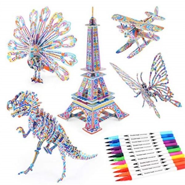 3d coloring puzzle set, arts and crafts for girls and boys age 6 7 8 9 10 11 12 year old