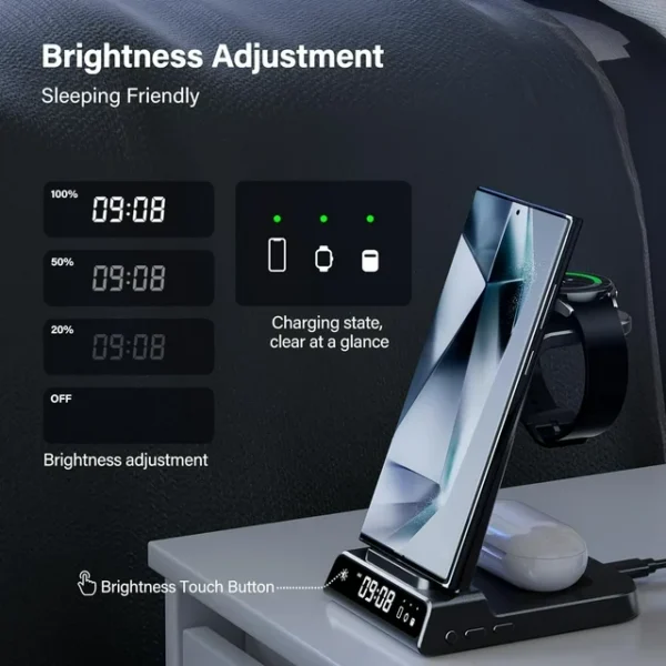 Wireless Charger for Samsung, 3 in 1 Wireless Charging Station for Samsung Galaxy - Image 2