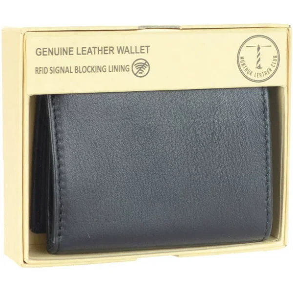 Zoha  Leather Club Men's RFID Signal Blocking Genuine Leather Trifold Wallet with Gift Box