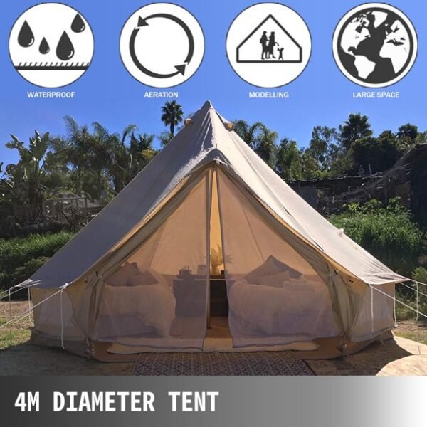 VEVOR Canvas Bell Tent 13.12ft /4m Cotton Canvas Tent with Wall Stove - Image 3