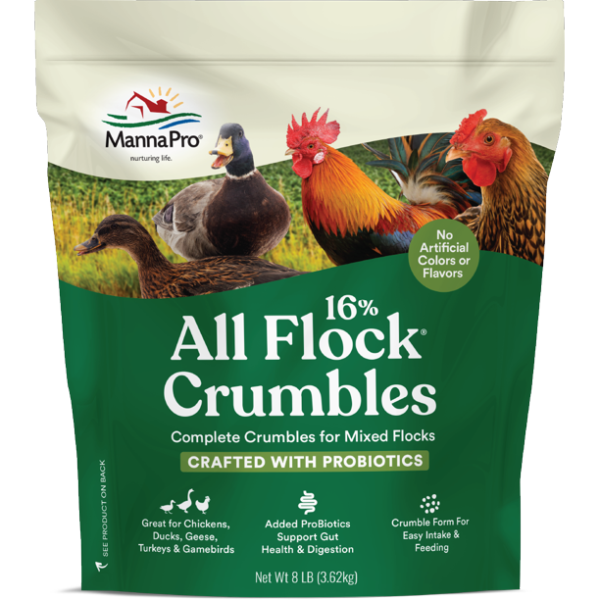 Manna Pro All Flock Crumbles with Probiotic for Chickens, 8 lbs