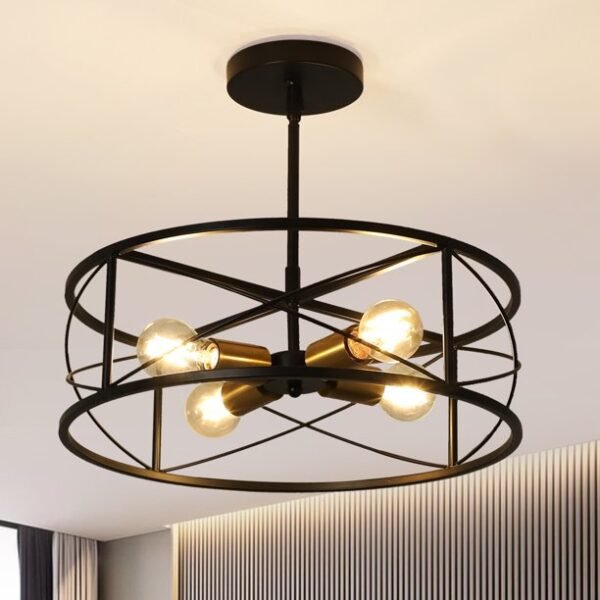 DingLiLighting Industrial Iron Pendant Light Semi Flush Mount Ceiling Light