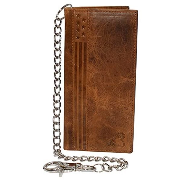 Zoha Genuine Leather Men's Chain Biker Wallet Long Bifold Checkbook RFID Blocking Wallets for Men - Image 2