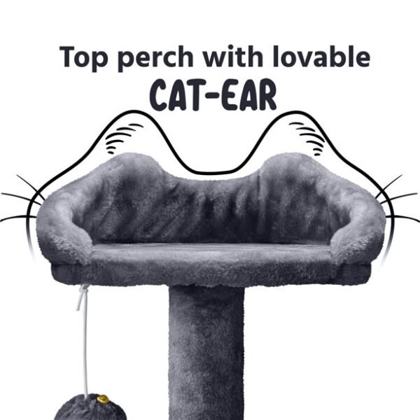 SmileMart 54.5" Double Condo Cat Tree with Scratching Post Tower, Dark Gray - Image 2