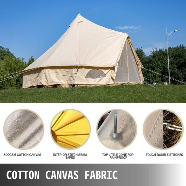 VEVOR Canvas Bell Tent 13.12ft /4m Cotton Canvas Tent with Wall Stove - Image 2